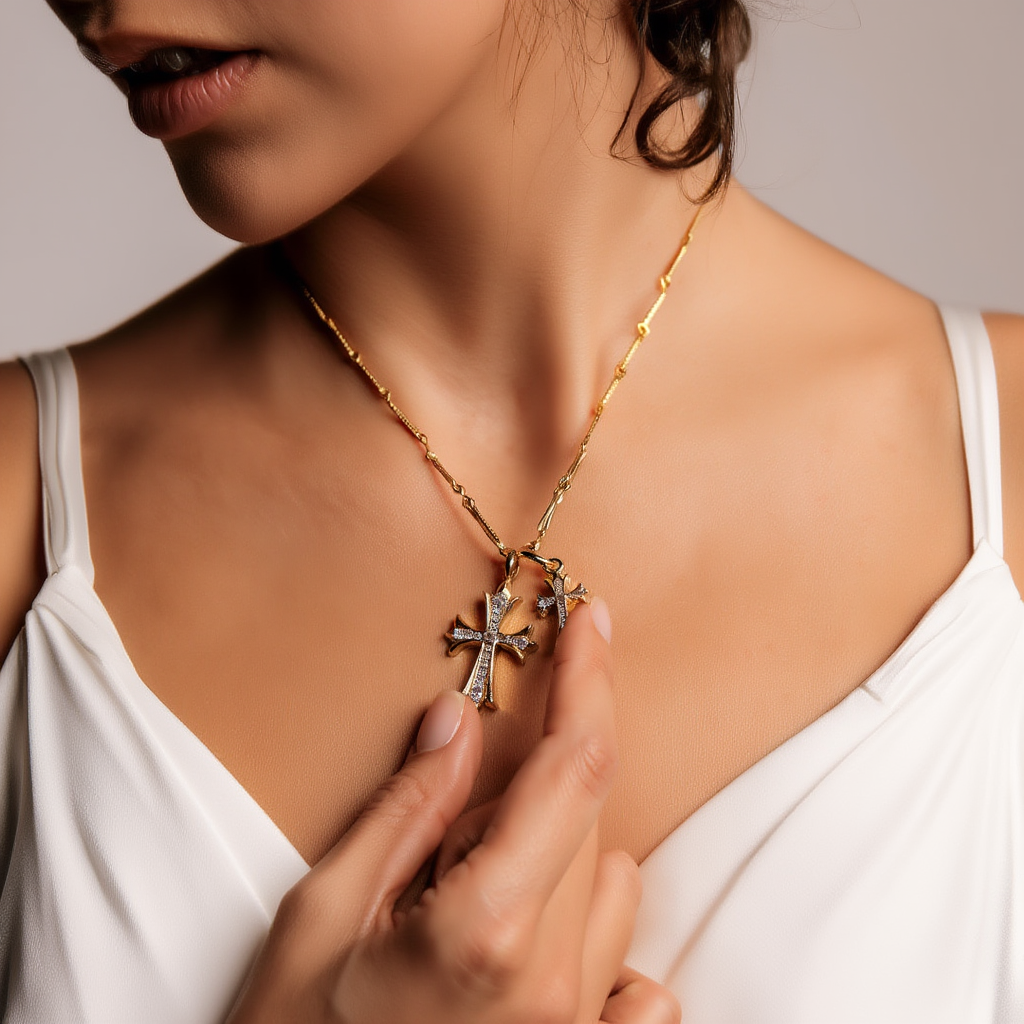 Double Cross Necklace