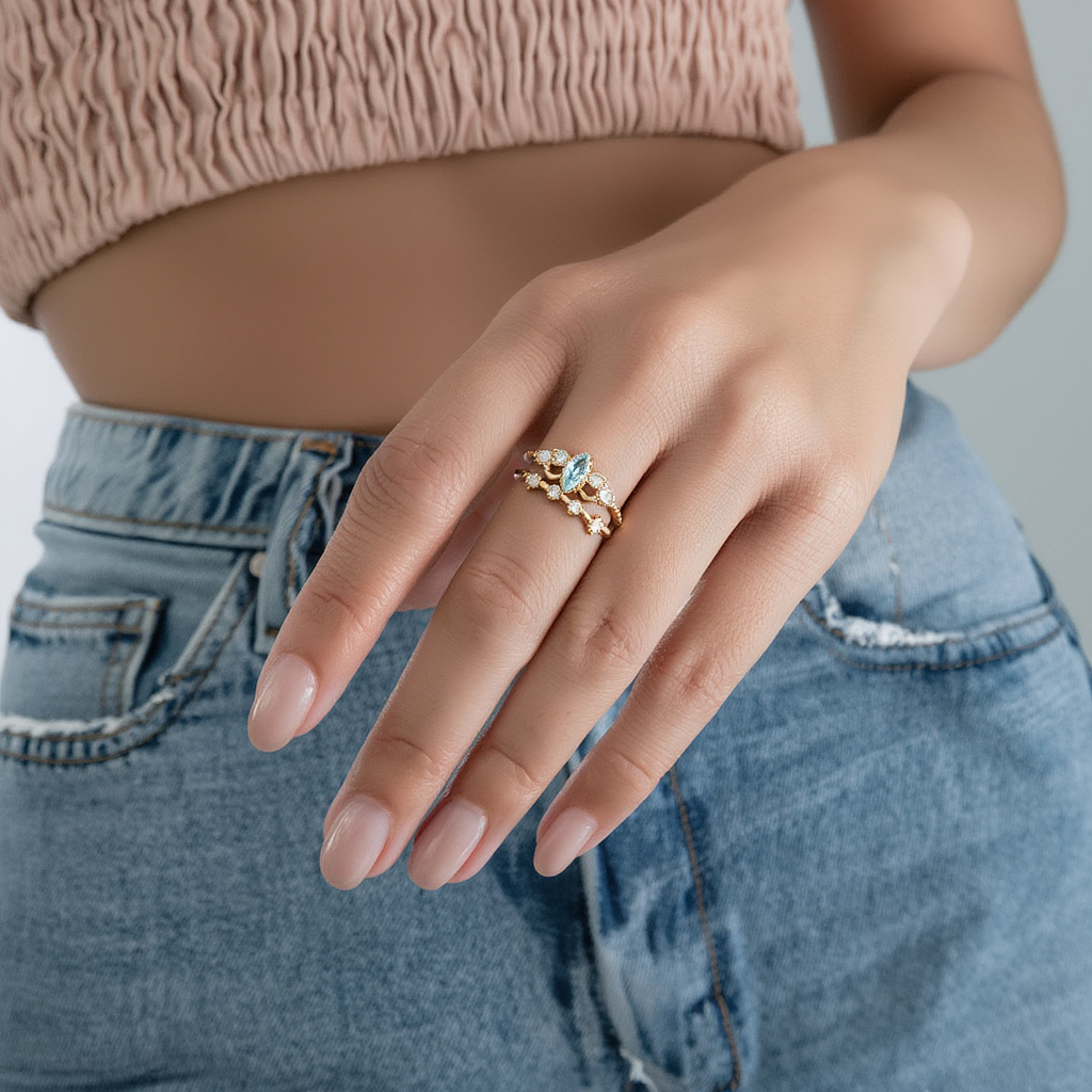 Aquamarine Ring Set